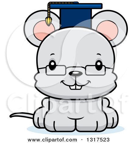 Animal Clipart of a Cartoon Cute Happy Mouse Professor - Royalty Free Vector Illustration by Cory Thoman