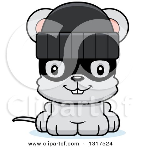 Animal Clipart of a Cartoon Cute Happy Mouse Robber - Royalty Free Vector Illustration by Cory Thoman