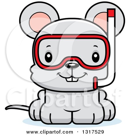 Animal Clipart of a Cartoon Cute Happy Mouse Wearing Snorkel Gear - Royalty Free Vector Illustration by Cory Thoman