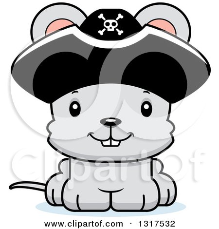 Animal Clipart of a Cartoon Cute Happy Mouse Pirate - Royalty Free Vector Illustration by Cory Thoman