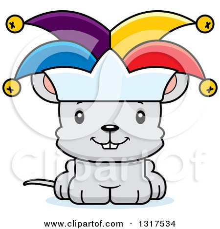 Animal Clipart of a Cartoon Cute Happy Mouse Jester - Royalty Free Vector Illustration by Cory Thoman