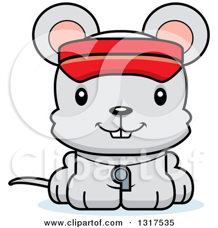 Animal Clipart of a Cartoon Cute Happy Mouse Lifeguard - Royalty Free Vector Illustration by Cory Thoman