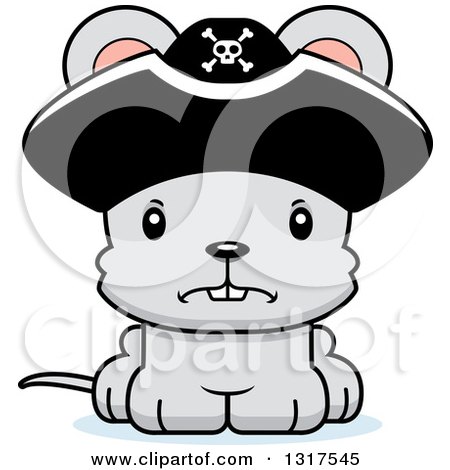 Animal Clipart of a Cartoon Cute Mad Mouse Pirate - Royalty Free Vector Illustration by Cory Thoman