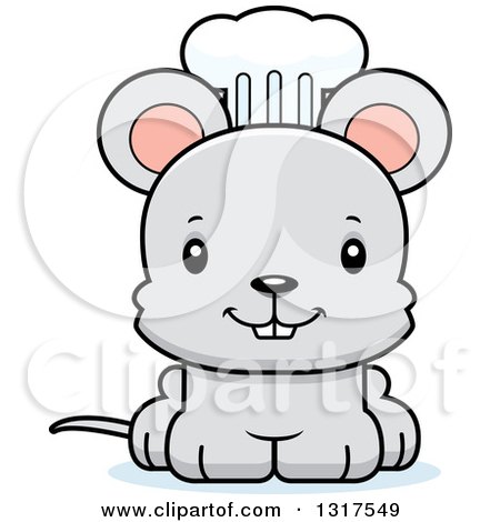 Animal Clipart of a Cartoon Cute Happy Mouse Chef - Royalty Free Vector Illustration by Cory Thoman