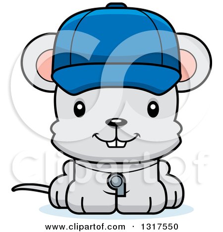 Animal Clipart of a Cartoon Cute Happy Mouse Coach - Royalty Free Vector Illustration by Cory Thoman
