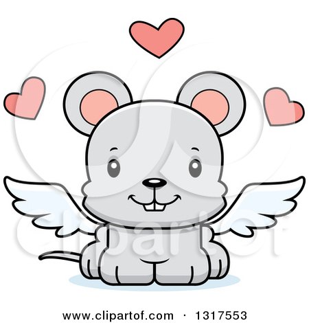Animal Clipart of a Cartoon Cute Happy Mouse Cupid - Royalty Free Vector Illustration by Cory Thoman