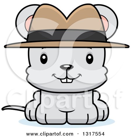 Animal Clipart of a Cartoon Cute Happy Mouse Detective - Royalty Free Vector Illustration by Cory Thoman
