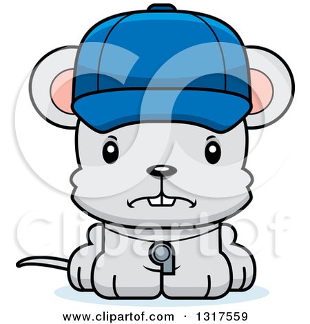 Animal Clipart of a Cartoon Cute Mad Mouse Coach - Royalty Free Vector Illustration by Cory Thoman