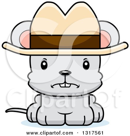 Animal Clipart of a Cartoon Cute Mad Mouse Cowboy - Royalty Free Vector Illustration by Cory Thoman
