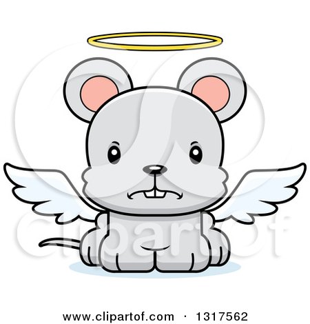 Animal Clipart of a Cartoon Cute Mad Mouse Angel - Royalty Free Vector Illustration by Cory Thoman