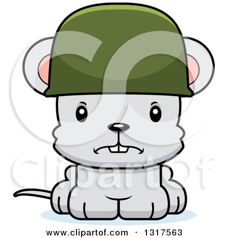 Animal Clipart of a Cartoon Cute Mad Mouse Army Soldier - Royalty Free Vector Illustration by Cory Thoman