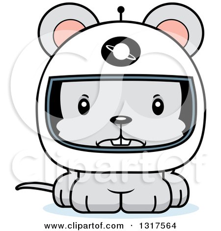 Animal Clipart of a Cartoon Cute Mad Mouse Astronaut - Royalty Free Vector Illustration by Cory Thoman