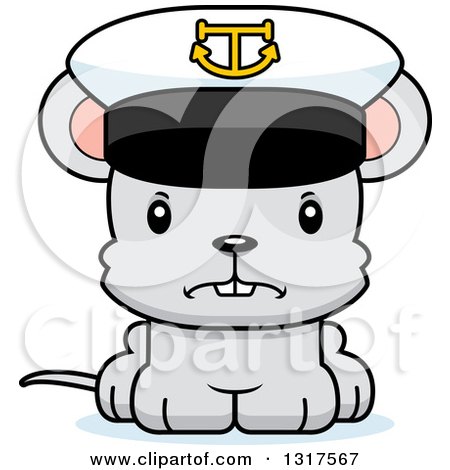 Animal Clipart of a Cartoon Cute Mad Mouse Captain - Royalty Free Vector Illustration by Cory Thoman