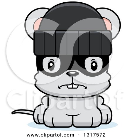 Animal Clipart of a Cartoon Cute Mad Mouse Robber - Royalty Free Vector Illustration by Cory Thoman