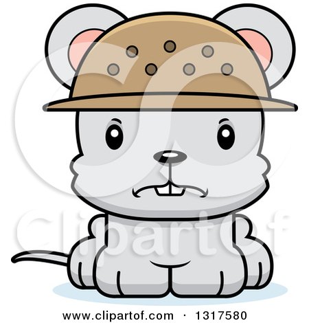 Animal Clipart of a Cartoon Cute Mad Mouse Zookeeper - Royalty Free Vector Illustration by Cory Thoman