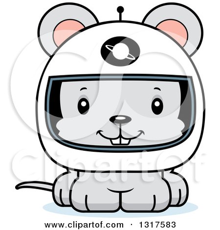 Animal Clipart of a Cartoon Cute Happy Mouse Astronaut - Royalty Free Vector Illustration by Cory Thoman