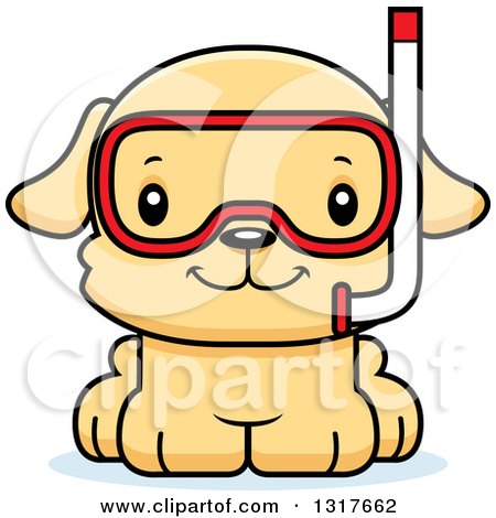 Animal Clipart of a Cartoon Cute Happy Puppy Dog in Snorkel Gear - Royalty Free Vector Illustration by Cory Thoman