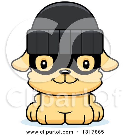 Animal Clipart of a Cartoon Cute Happy Puppy Dog Robber - Royalty Free Vector Illustration by Cory Thoman