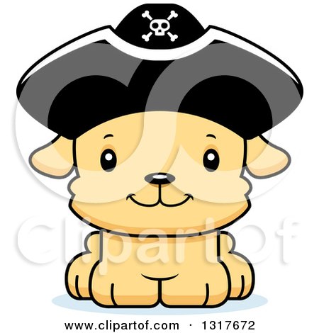 Animal Clipart of a Cartoon Cute Happy Puppy Dog Pirate - Royalty Free Vector Illustration by Cory Thoman