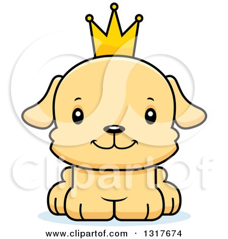 Animal Clipart of a Cartoon Cute Happy Puppy Dog Prince - Royalty Free Vector Illustration by Cory Thoman