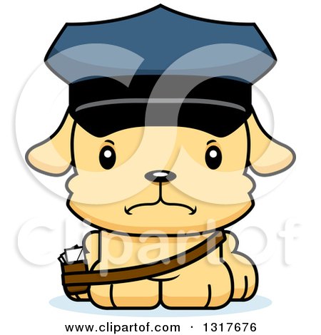 Animal Clipart of a Cartoon Cute Mad Puppy Dog Mailman - Royalty Free Vector Illustration by Cory Thoman