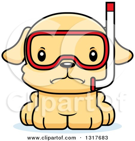 Animal Clipart of a Cartoon Cute Mad Puppy Dog in Snorkel Gear - Royalty Free Vector Illustration by Cory Thoman