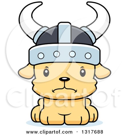 Animal Clipart of a Cartoon Cute Mad Puppy Dog Viking - Royalty Free Vector Illustration by Cory Thoman