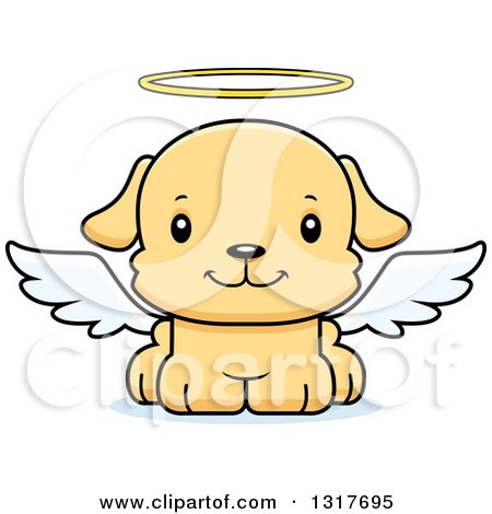 Animal Clipart of a Cartoon Cute Happy Puppy Dog Angel - Royalty Free Vector Illustration by Cory Thoman