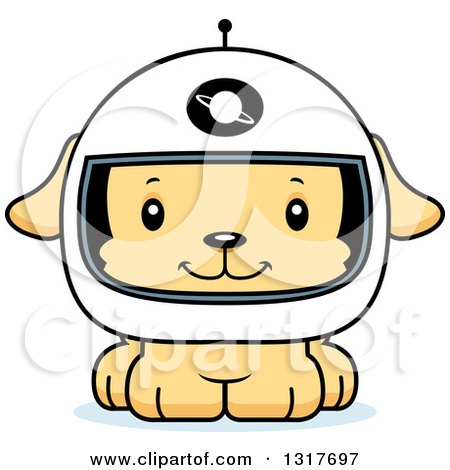 Animal Clipart of a Cartoon Cute Happy Puppy Dog Astronaut - Royalty Free Vector Illustration by Cory Thoman