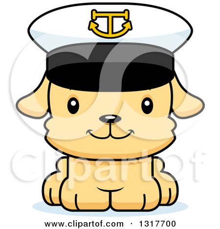 Animal Clipart of a Cartoon Cute Happy Puppy Dog Captain - Royalty Free Vector Illustration by Cory Thoman