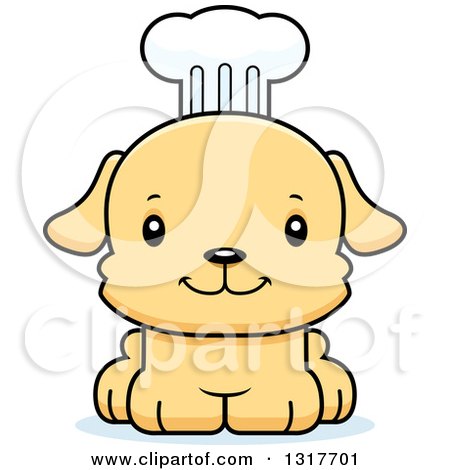 Animal Clipart of a Cartoon Cute Happy Puppy Dog Chef - Royalty Free Vector Illustration by Cory Thoman