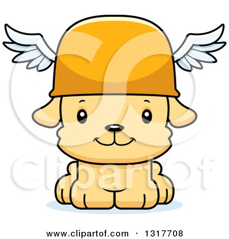 Animal Clipart of a Cartoon Cute Happy Puppy Dog Hermes - Royalty Free Vector Illustration by Cory Thoman