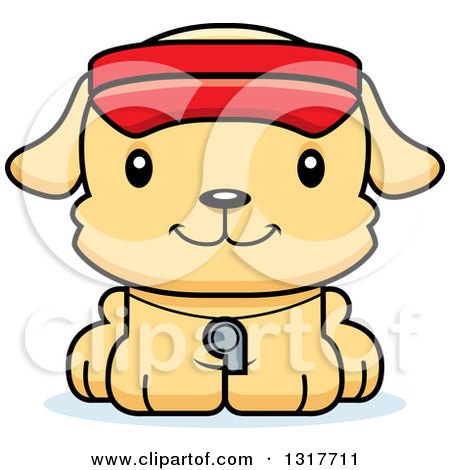 Animal Clipart of a Cartoon Cute Happy Puppy Dog Lifeguard - Royalty Free Vector Illustration by Cory Thoman