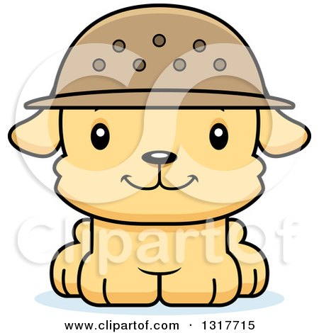 Animal Clipart of a Cartoon Cute Happy Puppy Dog Zookeeper - Royalty Free Vector Illustration by Cory Thoman