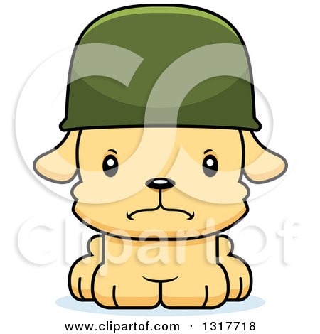 Animal Clipart of a Cartoon Cute Mad Puppy Dog Army Soldier - Royalty Free Vector Illustration by Cory Thoman