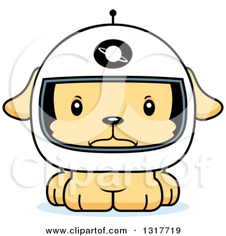 Animal Clipart of a Cartoon Cute Mad Puppy Dog Astronaut - Royalty Free Vector Illustration by Cory Thoman