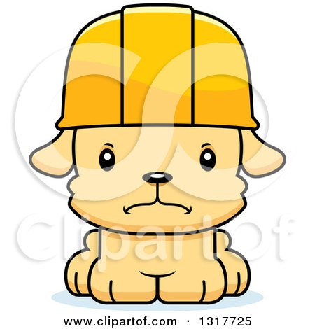 Animal Clipart of a Cartoon Cute Mad Puppy Dog Construction Worker - Royalty Free Vector Illustration by Cory Thoman