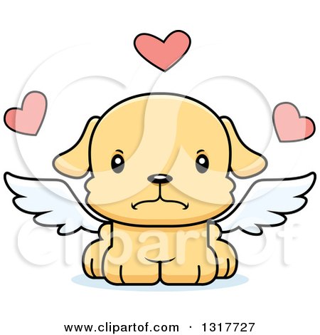 Animal Clipart of a Cartoon Cute Mad Puppy Dog Cupid - Royalty Free Vector Illustration by Cory Thoman