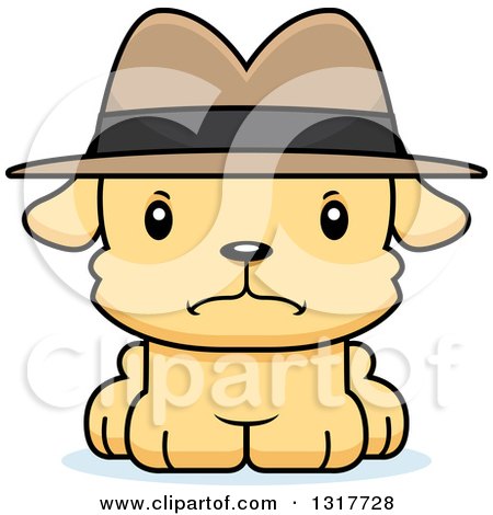 Animal Clipart of a Cartoon Cute Mad Puppy Dog Detective - Royalty Free Vector Illustration by Cory Thoman