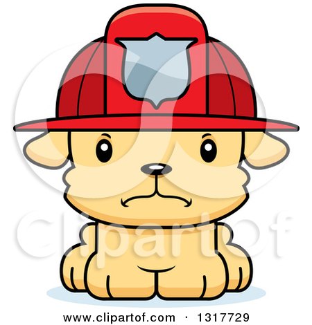 Animal Clipart of a Cartoon Cute Mad Puppy Dog Fireman - Royalty Free Vector Illustration by Cory Thoman