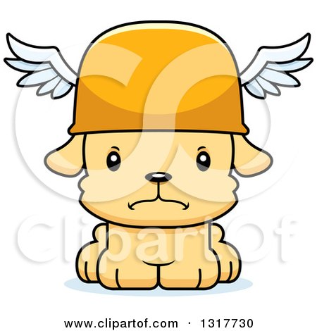 Animal Clipart of a Cartoon Cute Mad Puppy Dog Hermes - Royalty Free Vector Illustration by Cory Thoman