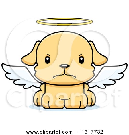 Animal Clipart of a Cartoon Cute Mad Puppy Dog Angel - Royalty Free Vector Illustration by Cory Thoman