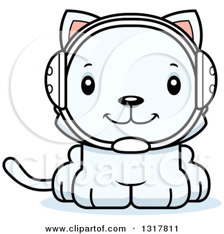 Animal Clipart of a Cartoon Cute Happy White Kitten Cat Wrestler - Royalty Free Vector Illustration by Cory Thoman