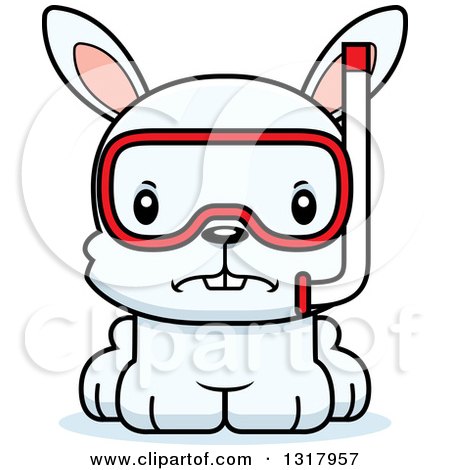 Animal Clipart of a Cartoon Cute Mad White Rabbit in Snorkel Gear - Royalty Free Vector Illustration by Cory Thoman
