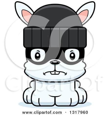 Animal Clipart of a Cartoon Cute Mad White Rabbit Robber - Royalty Free Vector Illustration by Cory Thoman