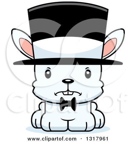 Animal Clipart of a Cartoon Cute Mad White Rabbit Gentleman Wearing a Top Hat - Royalty Free Vector Illustration by Cory Thoman