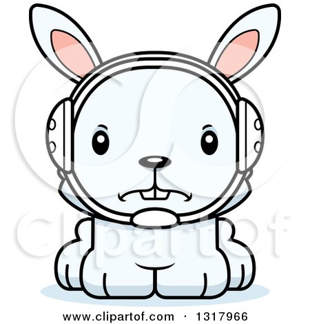 Animal Clipart of a Cartoon Cute Mad White Rabbit Wrestler - Royalty Free Vector Illustration by Cory Thoman