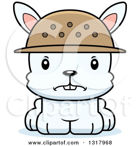Animal Clipart of a Cartoon Cute Mad White Rabbit Zookeeper - Royalty Free Vector Illustration by Cory Thoman