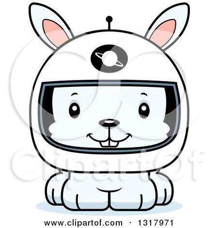 Animal Clipart of a Cartoon Cute Happy White Rabbit Astronaut - Royalty Free Vector Illustration by Cory Thoman