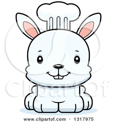 Animal Clipart of a Cartoon Cute Happy White Rabbit Chef - Royalty Free Vector Illustration by Cory Thoman